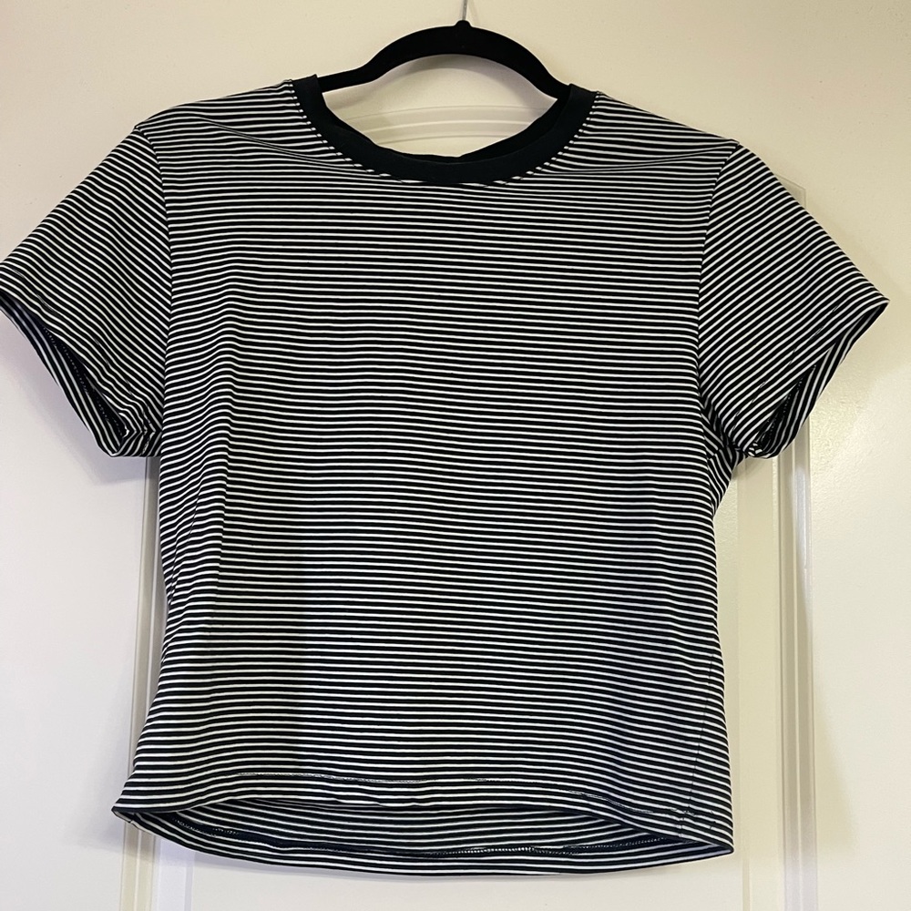 Black and White Striped Crop Top